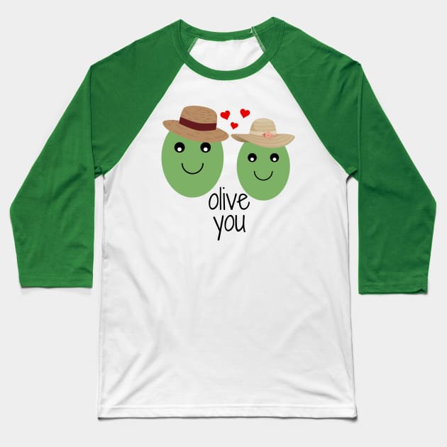 Cute Olive You Couple Baseball T-Shirt by EdenLiving